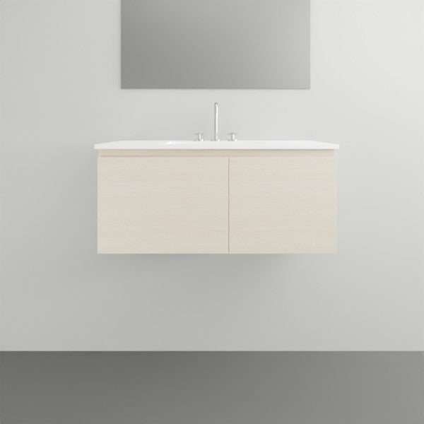 ADP Glacier Lite Ensuite Door and Drawer Slim Vanity with Ceramic Top - Modern Bathroom Vanity for Small Spaces, Perfect for Apartments & Powder Rooms
