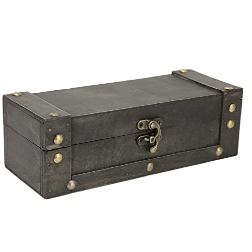 Vintage Wooden Jewelry Box with Alloy Buckle - Grey Jewelry Storage Organizer for Necklaces, Rings & Makeup Tools | Home Decor & Nail Art Accessory Case | Perfect for Bedroom Vanity, Dresser Top & Gift Giving