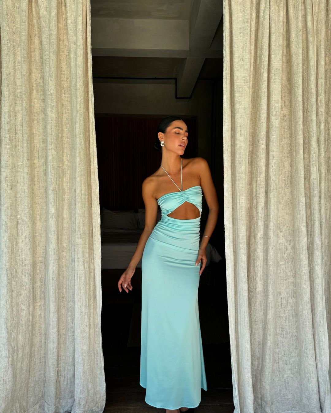 Elegant Tiffany Blue Mermaid Prom Dress - Satin Evening Gown with Halter Neckline J5142 | Perfect for Homecoming, Formal Dances & Special Occasions