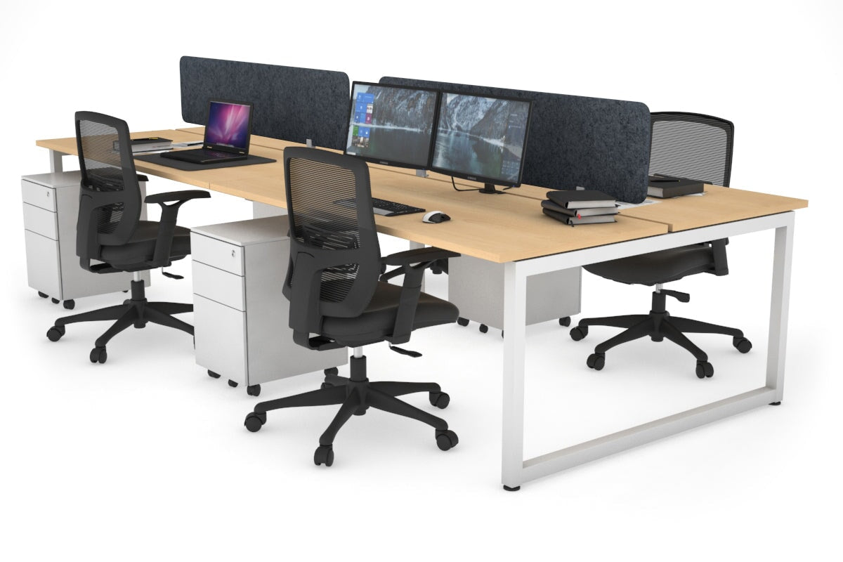 Quadro Loop Legs 4-Person Office Workstation - 1400L x 700W Modern Collaborative Desk for Team Workspaces | Perfect for Open Offices, Coworking Spaces & Conference Rooms