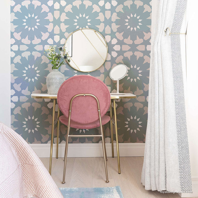 Marhaba Moroccan Tile Stencil - Reusable DIY Home Decor Stencil for Walls, Floors & Furniture | Perfect for Arabic, Mediterranean & Boho Style Home Projects
