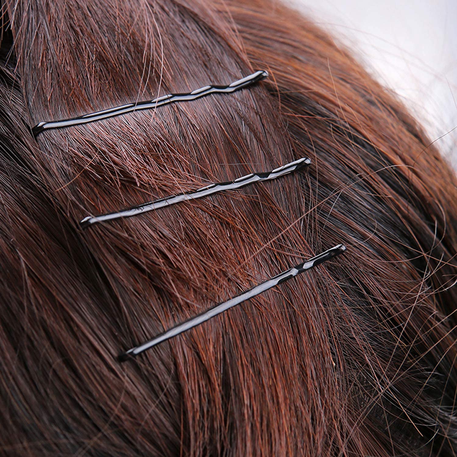 50 PCS Black Bobby Pins for Hair - Bulk Crimped Hairpins for Styling