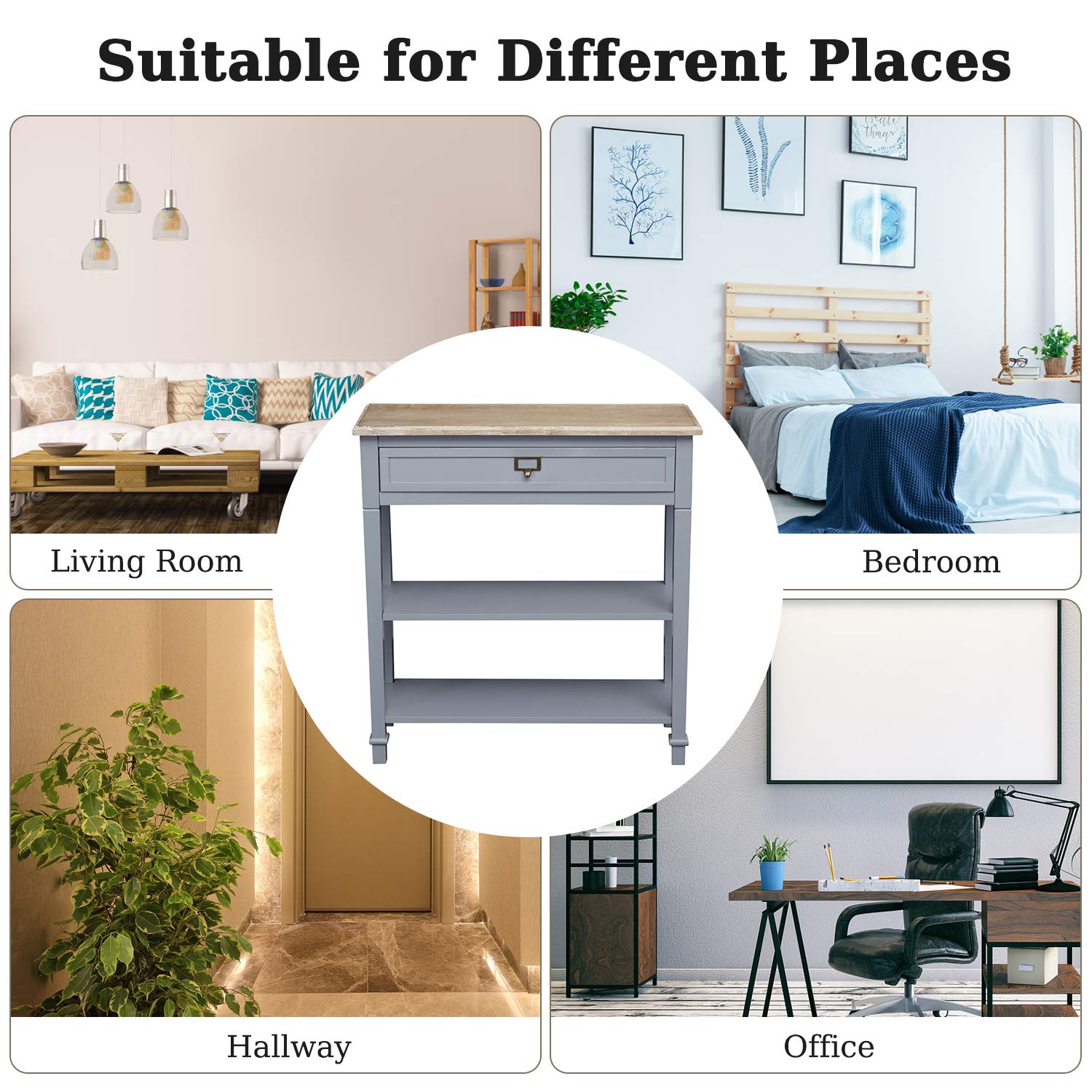 Kinborbaby Narrow Console Table with Storage - Slim Hallway & Entryway Table for Small Spaces | Perfect for Apartments, Living Rooms, and Foyers