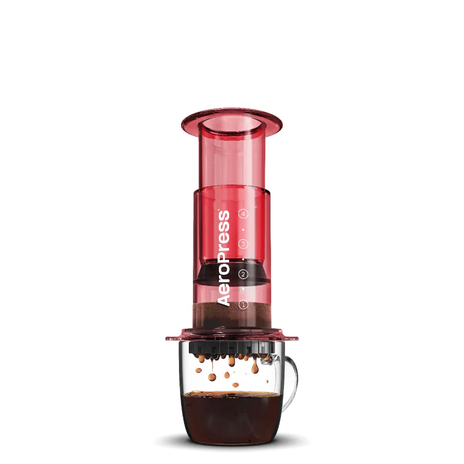 AeroPress Coffee & Espresso Maker - Clear Red | Portable Travel Coffee Brewer for Camping, Office & Home Use