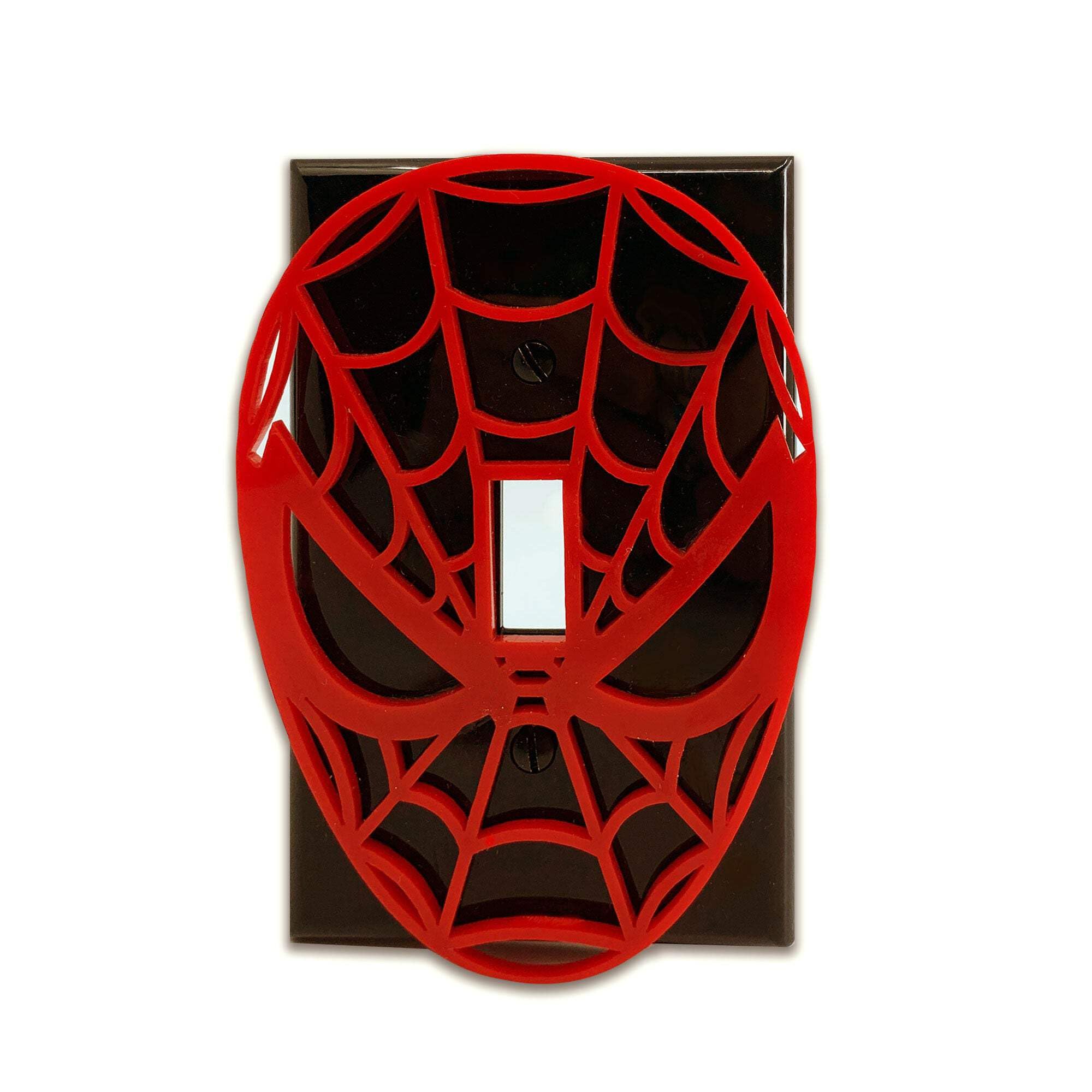 Spider-Man Themed Light Switch Cover - Red on Black Design for Superhero Fans | Perfect for Kids' Rooms, Themed Decor & Marvel Collections