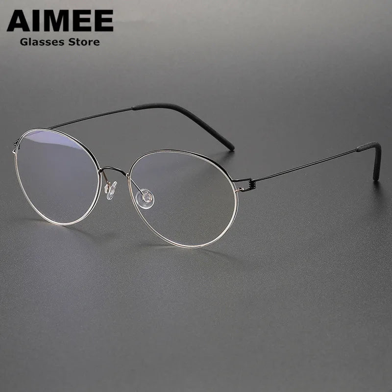 Aimee Women's Full Rim Oval Round Screwless Titanium Eyeglasses - Lightweight & Durable Eyewear for Work, Reading & Everyday Use