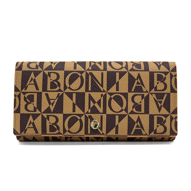 Bonia Monogram Long 2 Fold Wallet for Men - Genuine Leather Brown Bifold Wallet - Perfect for Everyday Use & Business Travel