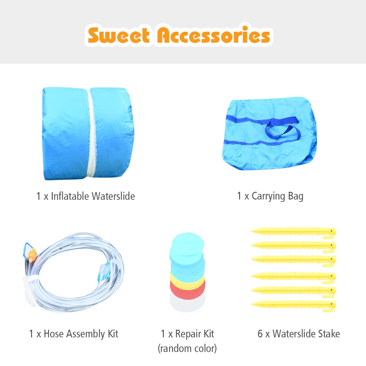OLAKIDS Inflatable Water Slide & Bounce House - Outdoor Water Park with Climbing Wall, Splash Pool, Basketball Hoop & 2 Water Guns | Includes Carrying Bag, Repair Kit & Hose | Perfect for Backyard Parties, Summer Fun & Kids Birthday Celebrations