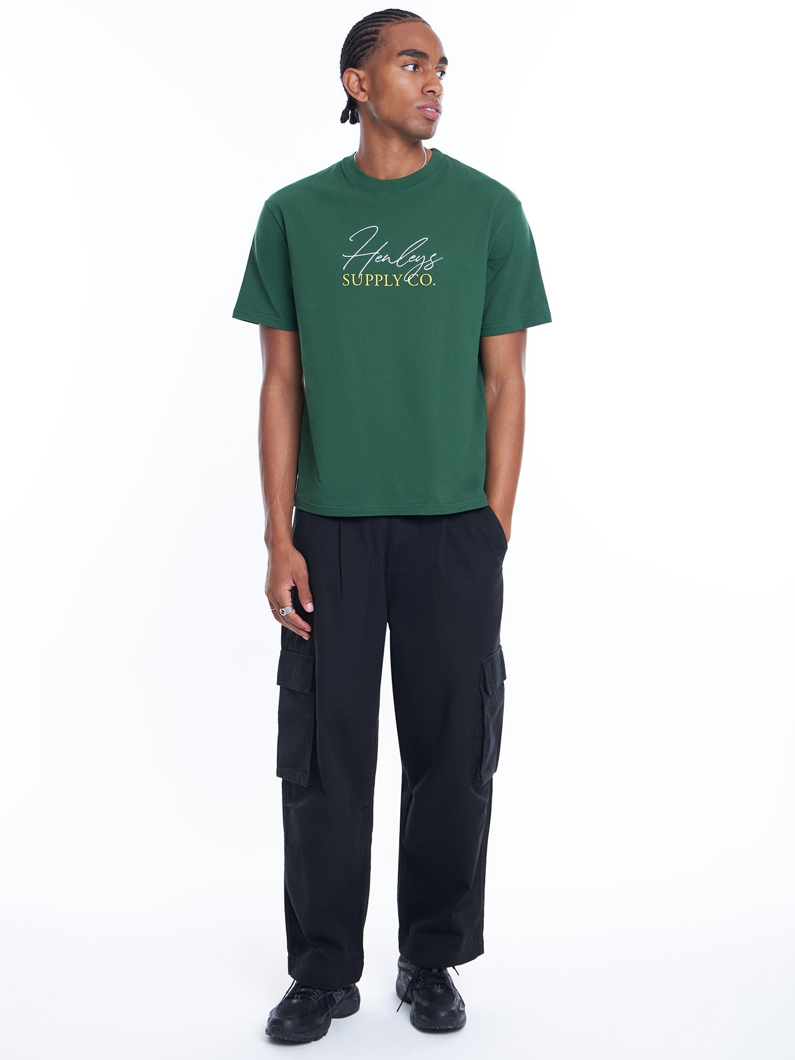 HENLEYS Men's Premium Green Cotton T-Shirt - Soft & Comfortable Casual Tee for Everyday Wear, Gym, and Outdoor Activities