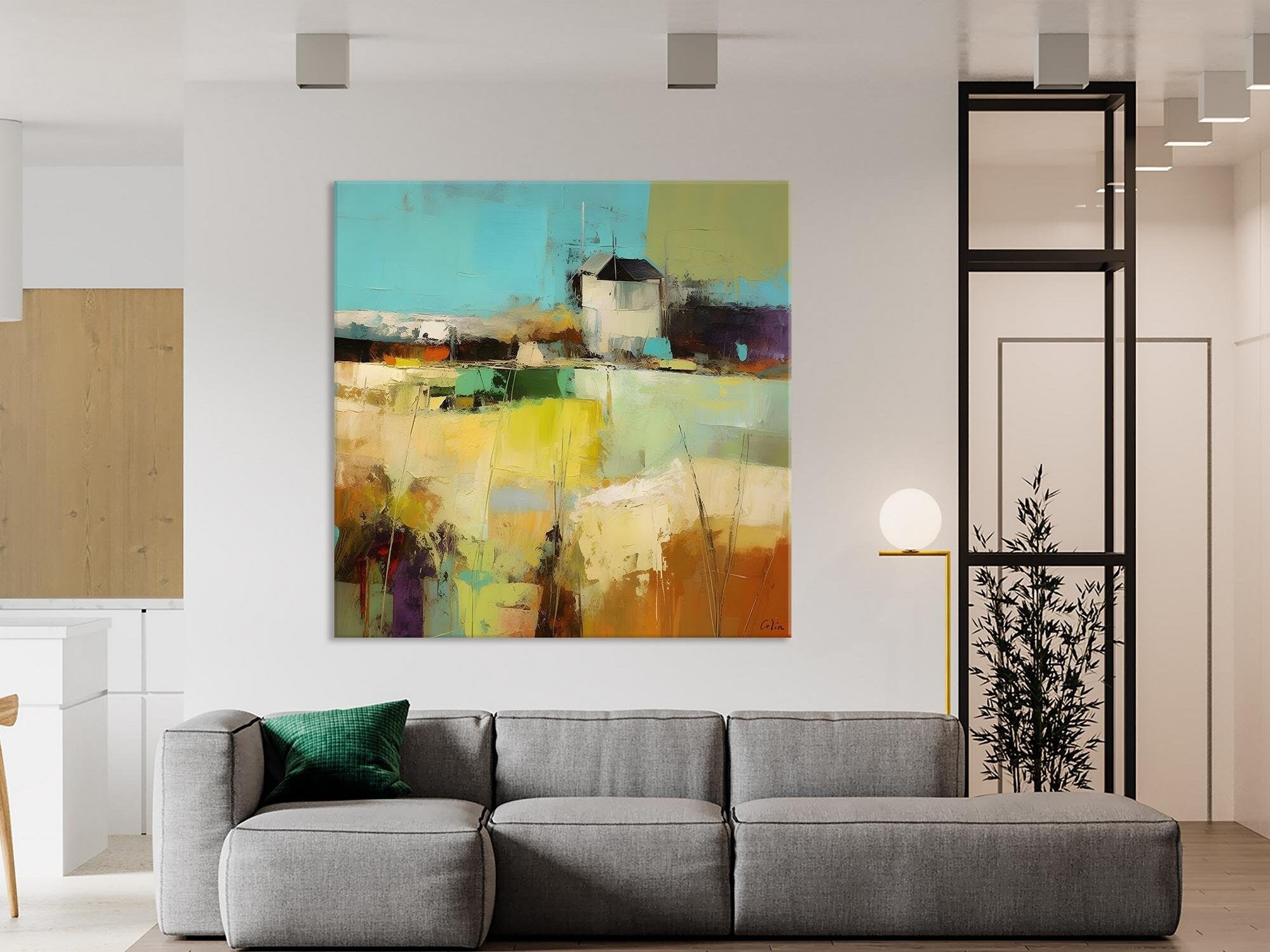 Landscape Canvas Paintings - Hand Painted Acrylic Wall Art, Original Abstract Nature Scenes, Large Modern Artwork for Living Room Decor | Perfect for Home, Office & Gift Giving