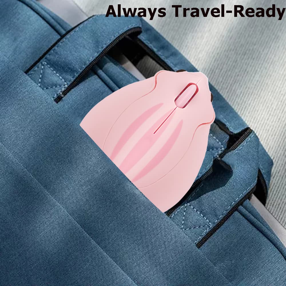Bluetooth Wireless Mouse - Cute Hamster Shape, Silent & Lightweight, Pink Kawaii Design for PC, Laptop, Mac, iPad Pro, MacBook Pro/Air - Perfect for Gaming, Office, School & Gift for Women, Men, Kids, Boys & Girls