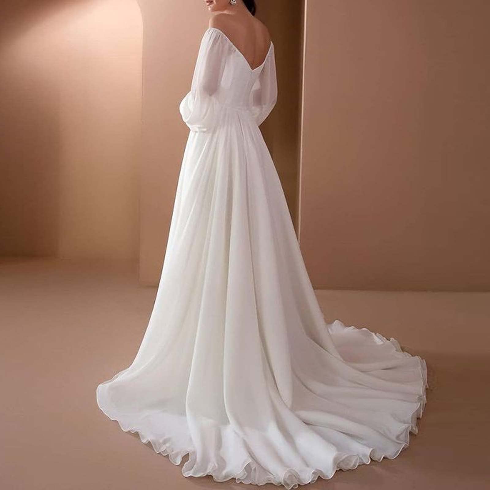 Elegant Off-Shoulder White Maxi Dress for Women - Sexy Bridesmaid & Wedding Guest Formal Gown - Perfect for Beach Weddings, Evening Parties & Special Occasions
