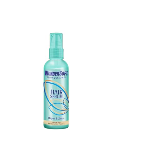 Wondersoft Professional Repair & Gloss Hair Serum with Macadamia Oil & Vitamin E - 100ml | Deep Conditioning Treatment for Damaged Hair, Frizz Control & Shine Boost | Perfect for Daily Use, Salon-Quality Results at Home