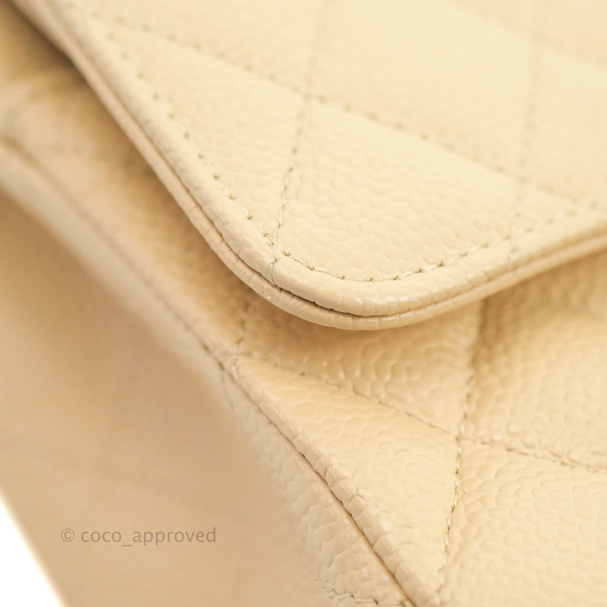 Chanel Classic Medium Double Flap Bag Quilted Beige Caviar Leather with Gold Hardware - Luxury Designer Handbag for Women, Perfect for Work, Date Night & Special Occasions