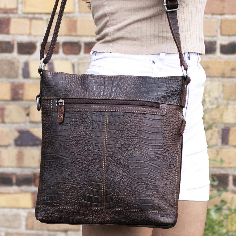 Jack Georges Hornback Crocodile Crossbody Bag #HB312 – Stylish Leather Purse for Women, Perfect for Everyday Use, Travel & Shopping