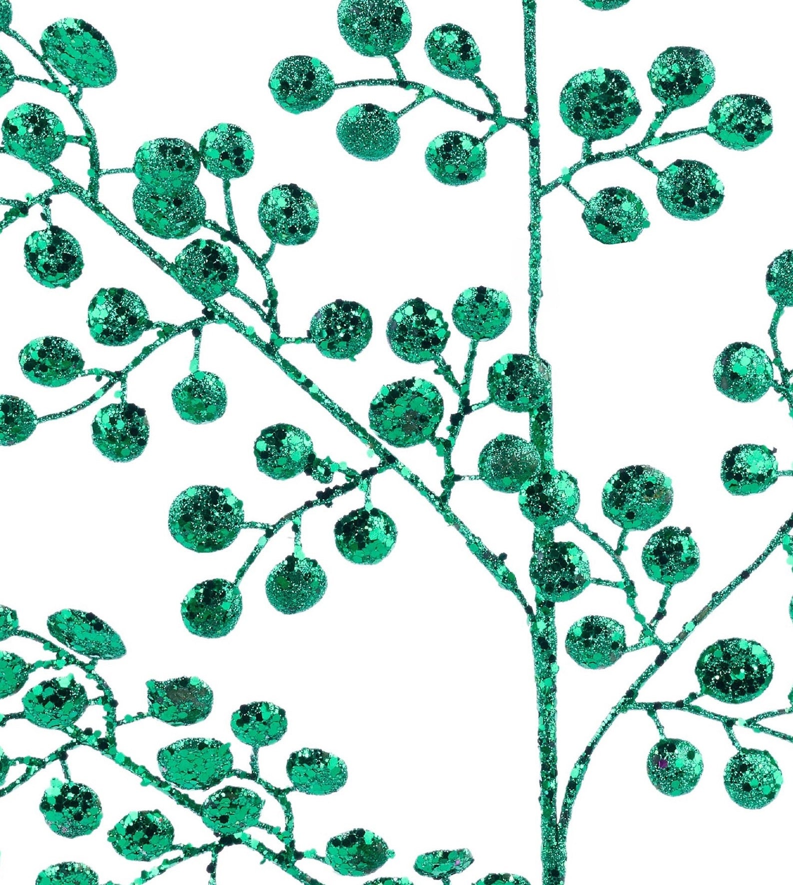33 Emerald Green Glittered Round Leaf Stem Spray - Artificial Greenery for Wedding Bouquets, Centerpieces, Home Decor and DIY Crafts