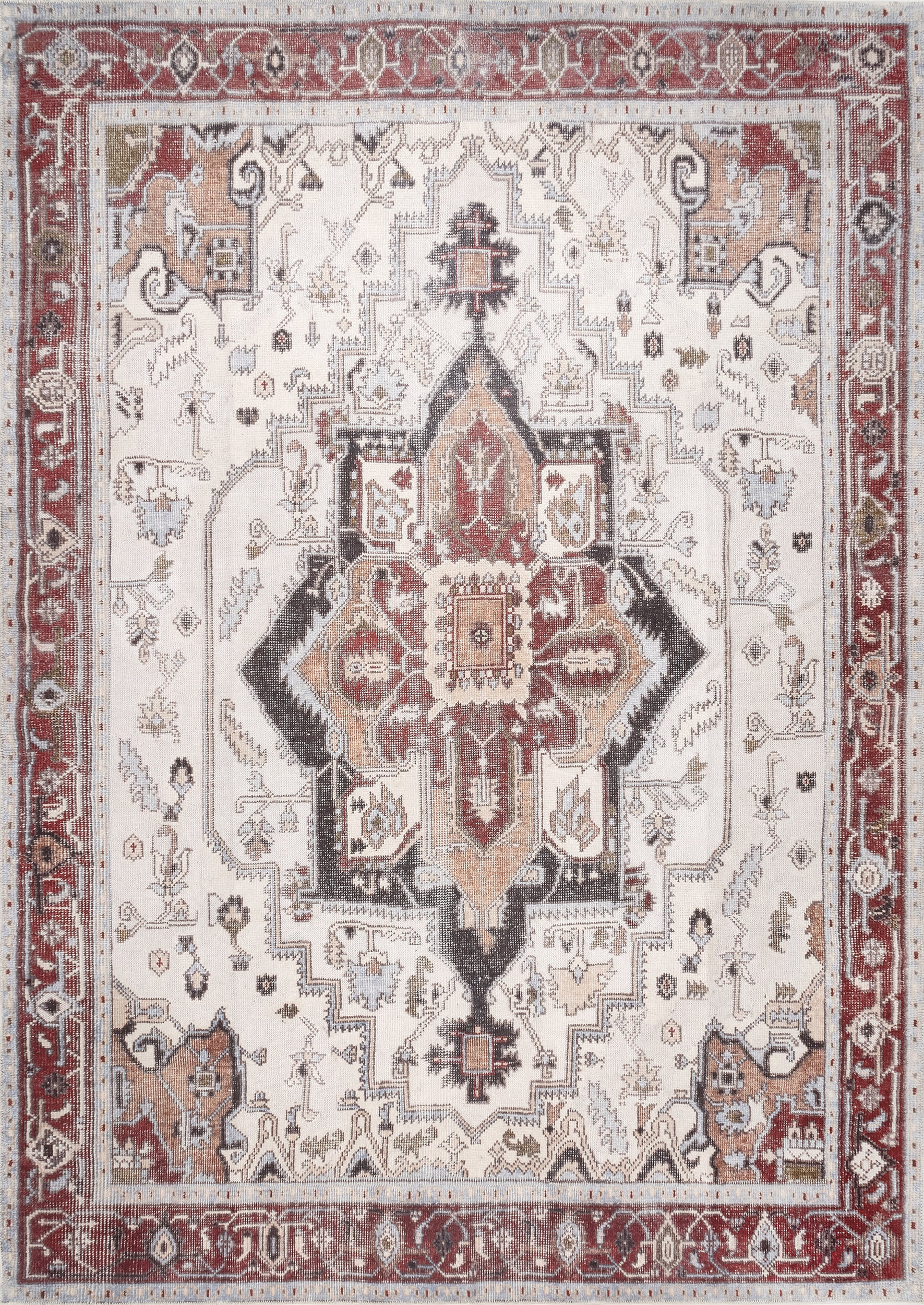 Bloom Medallion Washable Rug - Machine Washable, Stain Resistant, Non-Slip Backing - Perfect for Living Room, Bedroom, or Nursery - Rust Color