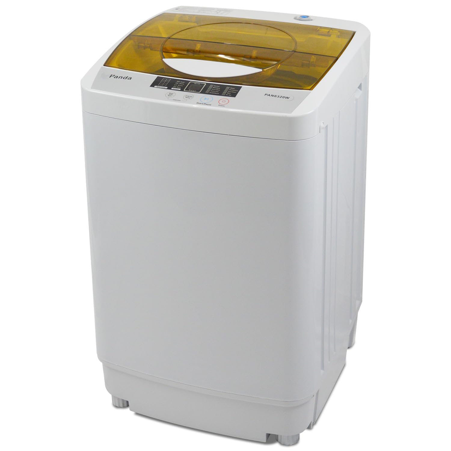 Portable Washing Machine 10 LBS Capacity - Compact Fully Automatic Top Load Washer with Built-in Drain Pump - Perfect for Apartments, RVs & Small Spaces - Panda Yellow Laundry Washer (1.34 Cu.ft) - Ideal for Dorms, Camping & Tiny Homes