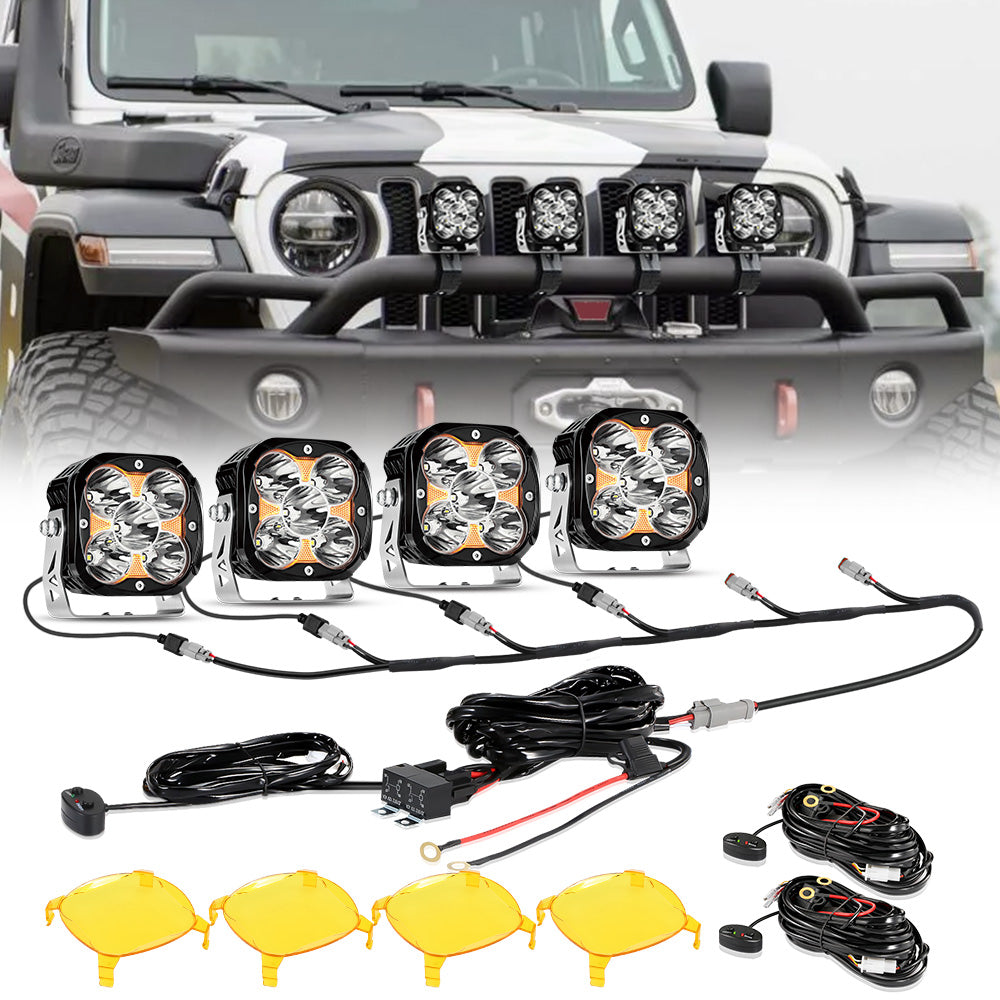 XP ULTRA Series 4.5 Inch LED Pod Lights - Waterproof Off-Road Driving Lights with Amber DRL for Trucks, Jeeps & ATVs - Perfect for Night Off-Roading, Camping & Emergency Vehicles