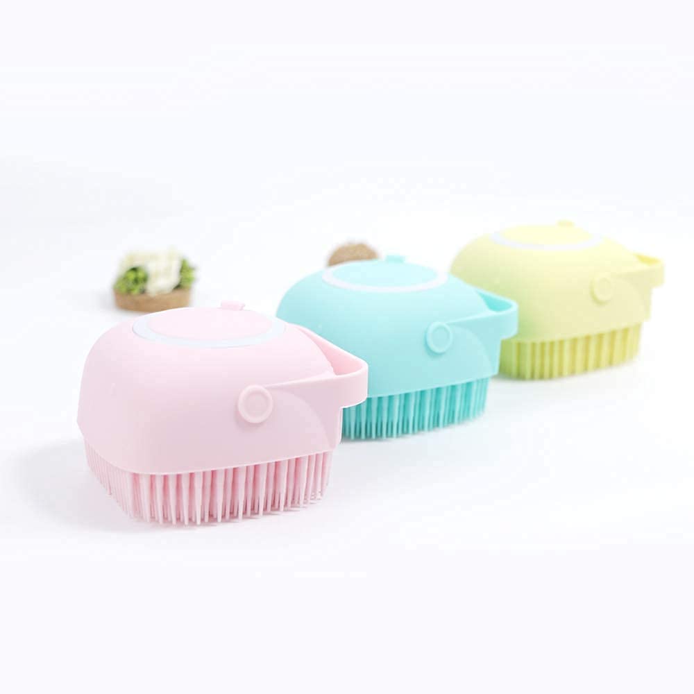 Exfoliating Silicone Bath Brush with Shampoo Dispenser - Body Scrubber & Massager for Men, Women & Kids - Soft Bristles for Scalp & Skin Cleansing - Perfect for Shower, Spa & Relaxation (Multicolor, 1PC)