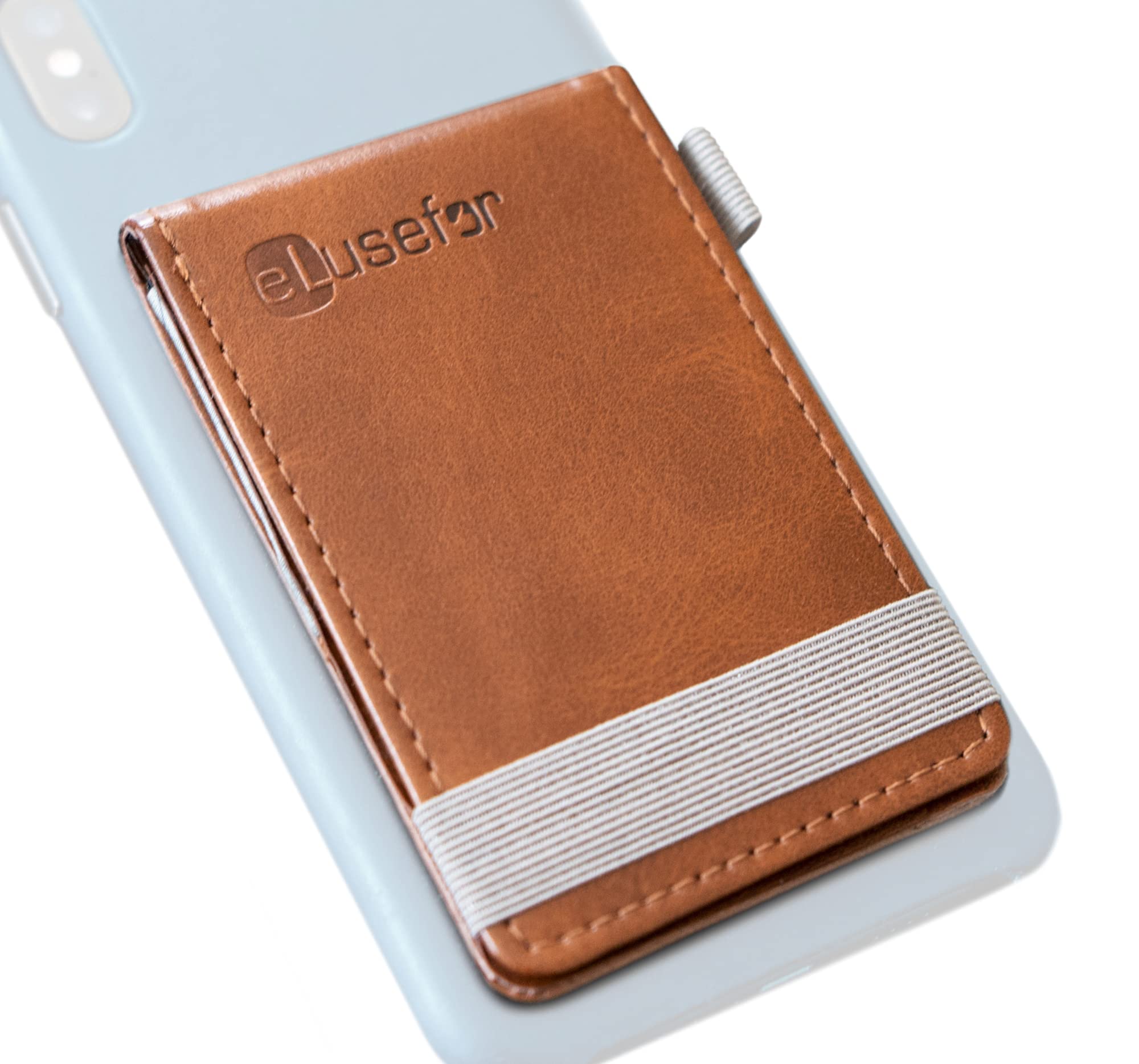 Stick-On Phone Wallet & Card Holder for iPhone & Android - Slim RFID Blocking Leather Case - Saddle Brown | Perfect for Hands-Free Shopping, Travel & Everyday Use