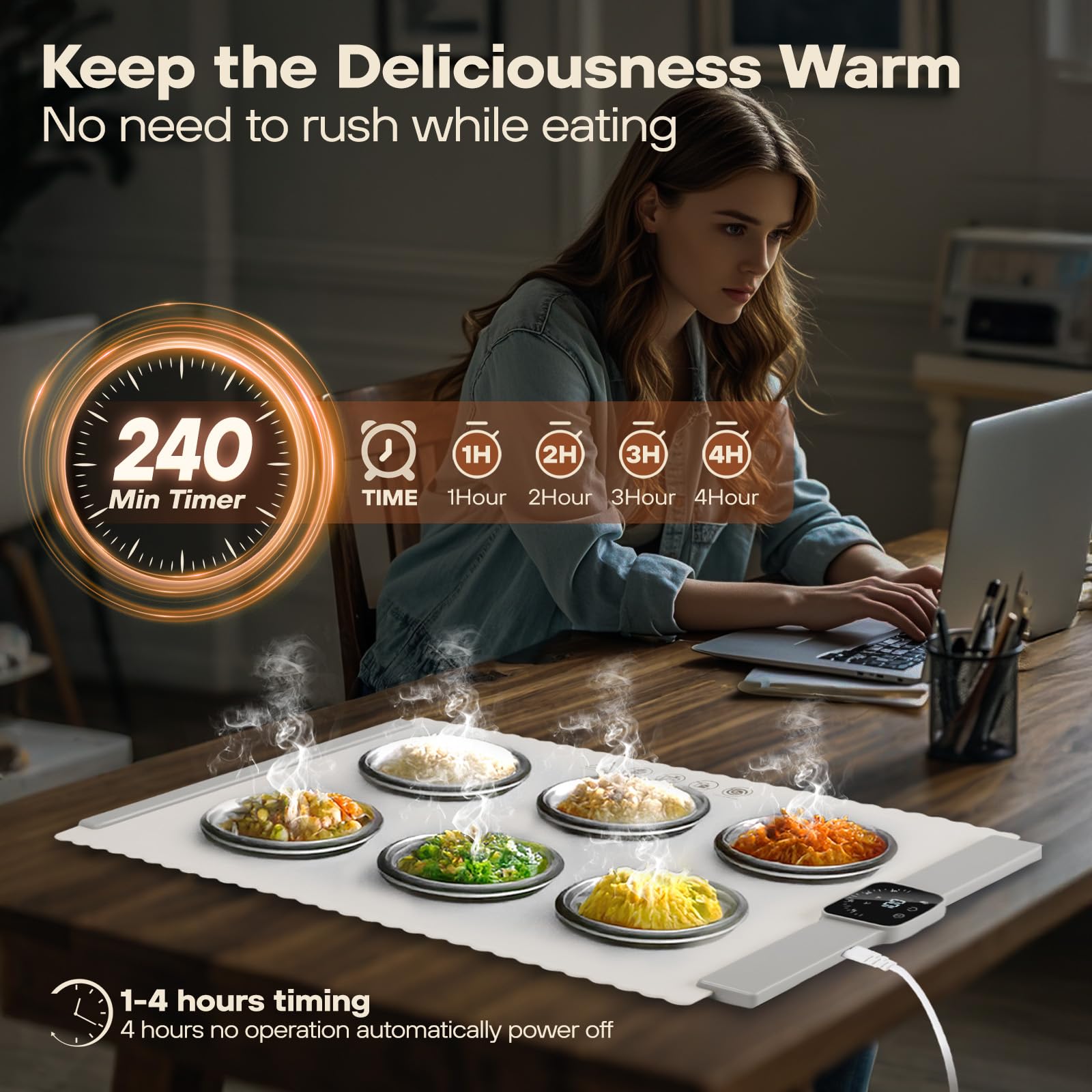 Premium Electric Food Warming Mat - Fast & Even Heating Buffet Tray, Foldable Portable Food Warmer with High-Grade Silicone - Perfect for Family Gatherings, Sabbath Meals & Countertop Use | Kitchen, Dining & Party Essential