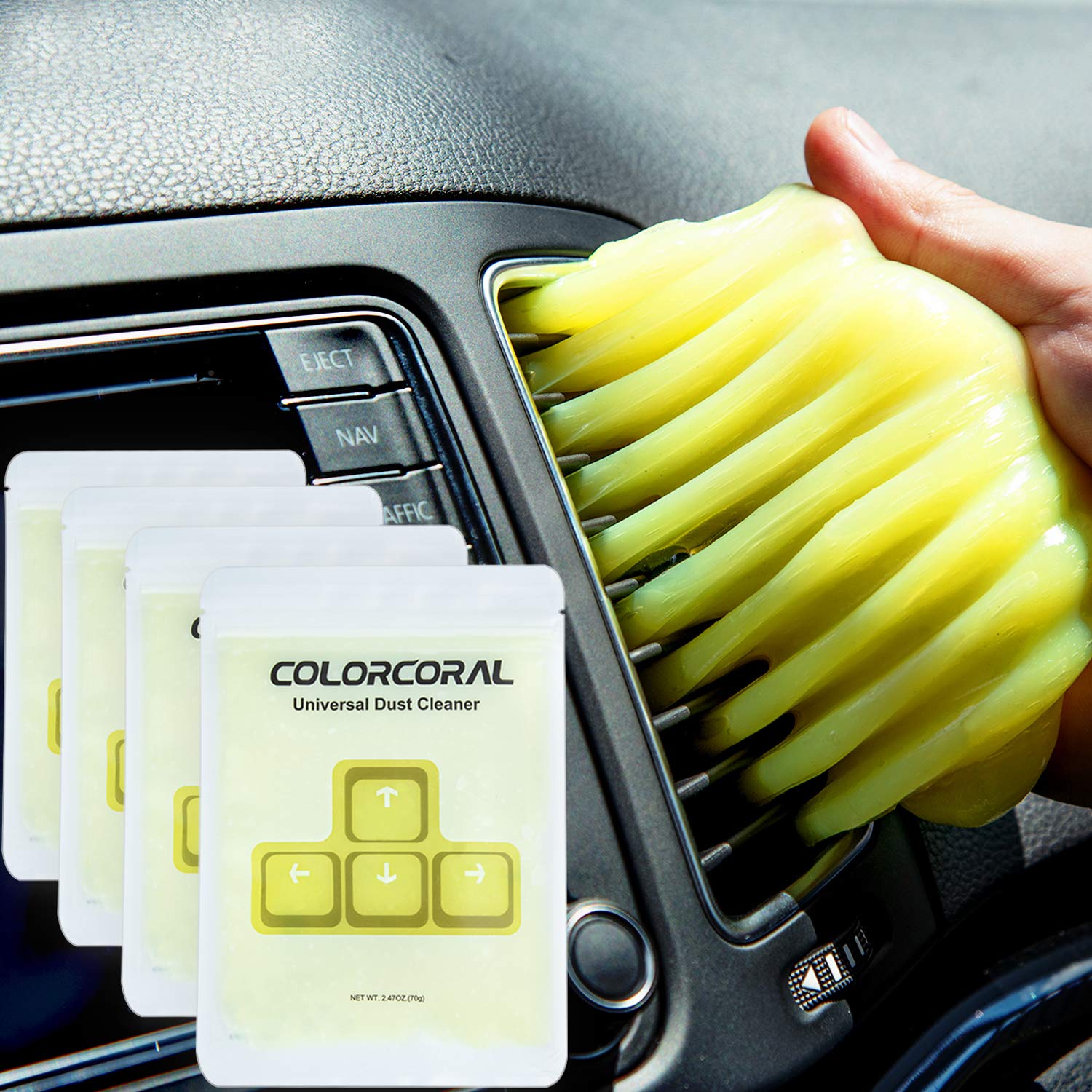 COLORCORAL Keyboard Cleaner Kit - Universal Dust Cleaning Slime Putty, Detailing Jelly for Electronics, Cars, and Home Use (4 Pack) - Perfect for Keyboards, Laptops, and Hard-to-Reach Areas