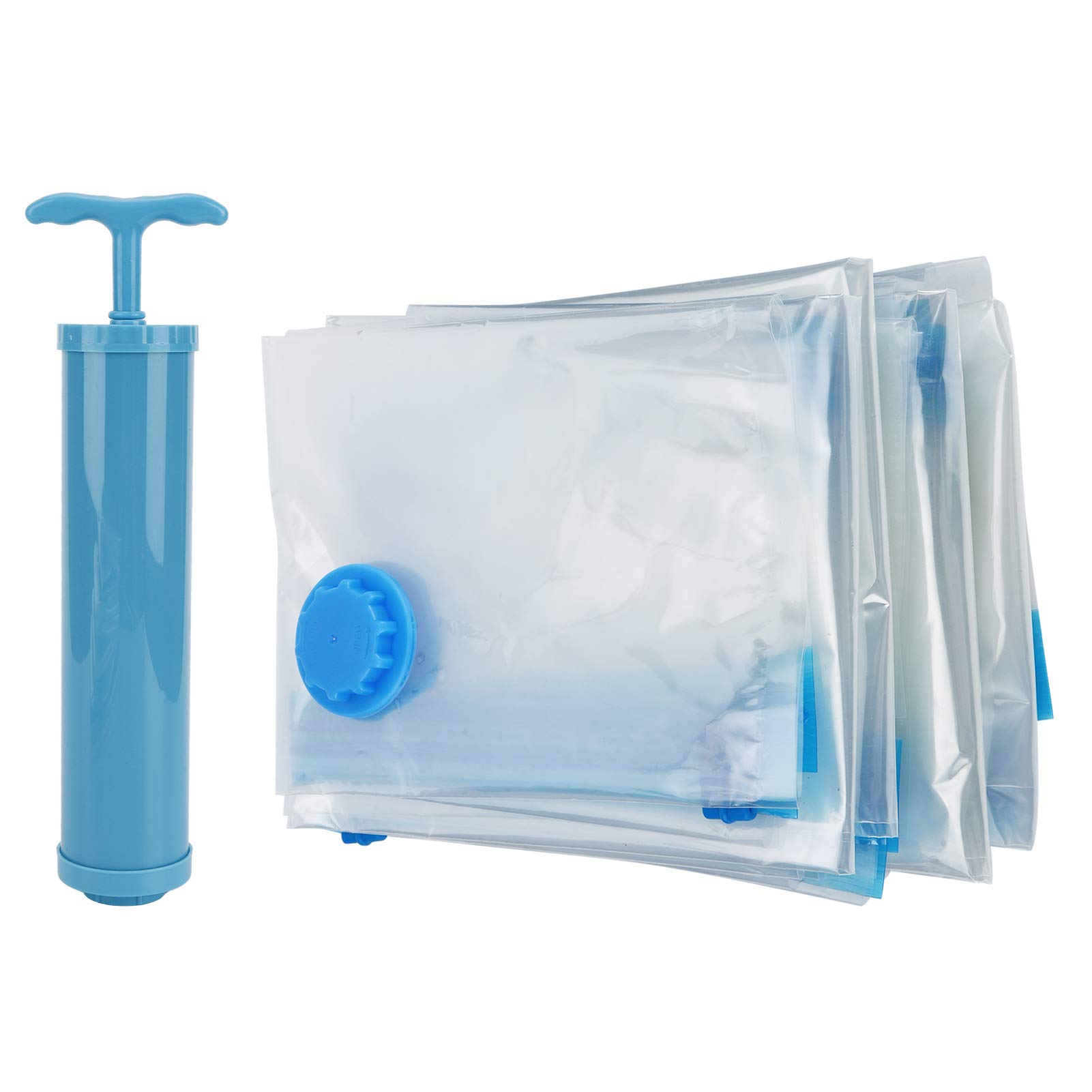Vacuum Storage Bags with Hand Pump - Reusable Space Saver Compression Bags for Clothes, Pillows, Comforters & Bedding | Travel, Seasonal Storage & Home Organization Solution