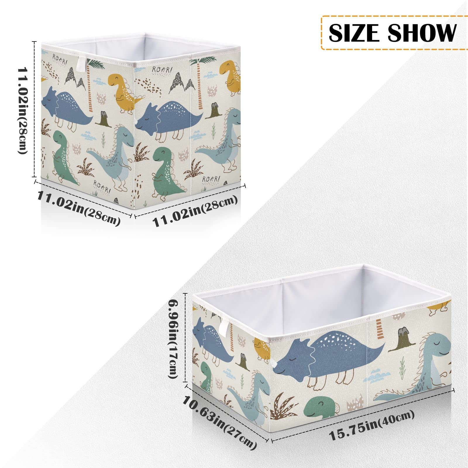 Dinosaur Storage Basket - Collapsible Cloth Bin for Home, Kitchen & Office Organization