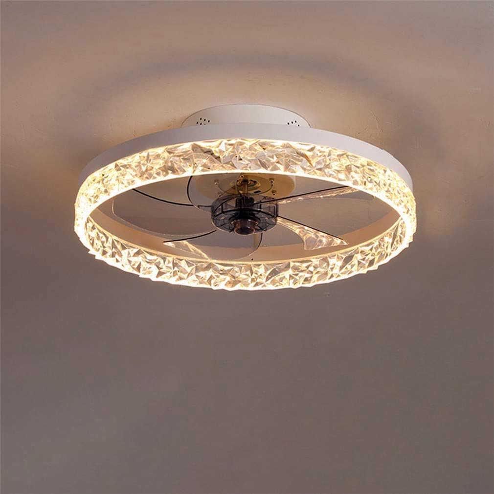 Ultra-Thin 16.5cm White K9 Crystal Ceiling Fan Light with Remote Control & Dimmable Function - Reversible Blades for Living Room & Bedroom | Perfect for Home Cooling & Stylish Lighting