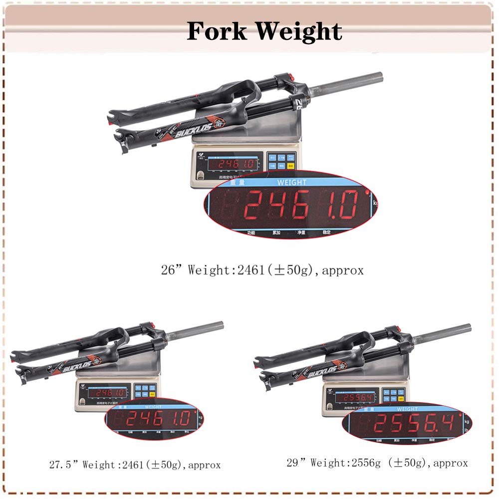 BUCKLOS 26/27.5/29 inch MTB Suspension Forks - 100mm Travel Mountain Bike Front Fork with Preload Adjustment, 28.6mm Threadless Steerer - Perfect for Trail Riding, Cross-Country & All-Mountain Biking