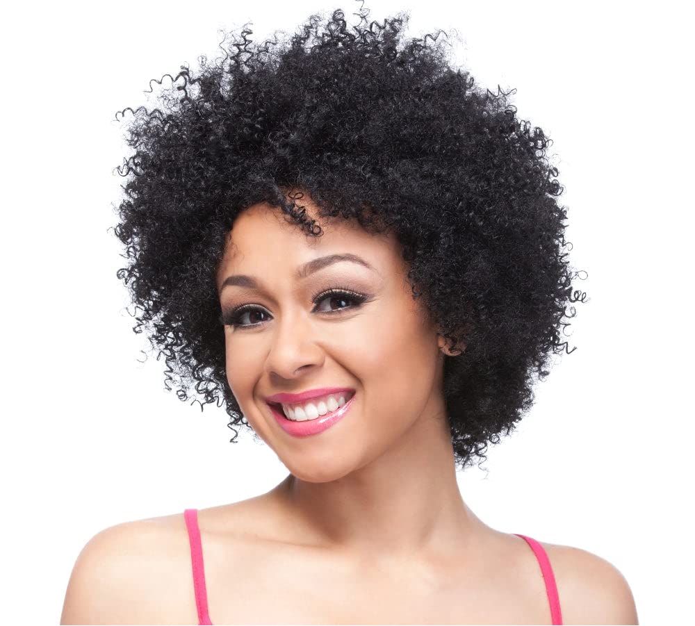 IT'S A WIG Human Hair Wig - Afro Curl Style in #2 Dark Brown | Natural Looking Synthetic Hair for Women | Perfect for Cosplay, Daily Wear & Special Occasions