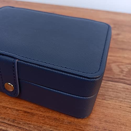 Elegant Leather Jewelry Box with Mirror - Portable Double Layer Organizer for Earrings, Rings & Accessories - Holds 68 Earrings (Black, Small) - Perfect for Travel, Gift Giving & Home Storage