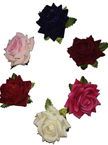 Vibrant Artificial Rose Hair Clips for Women & Girls - 6-Pack Floral Hair Accessories | Perfect for Weddings, Parties & Everyday Style