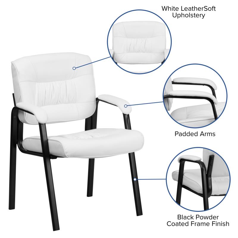 Premium FLASH Haeger Leather Executive Office Chair - Black Metal Frame Reception Seating for Professional Workspaces & Conference Rooms