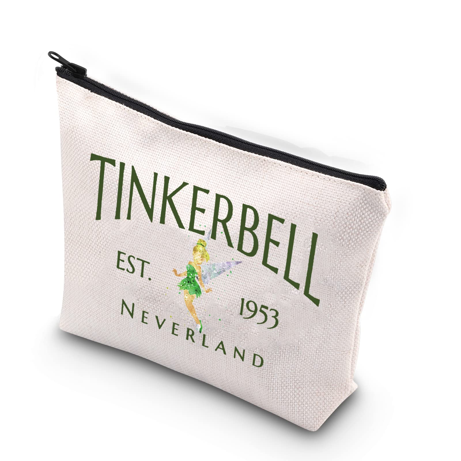 TSOTMO Fairytale Fans Makeup Bag - Tinkerbell 1953 Inspired Cosmetic Pouch for Women | Disney Neverland Gift | Vintage Movie Merchandise | Perfect for Travel, Cosmetics & Jewelry Storage