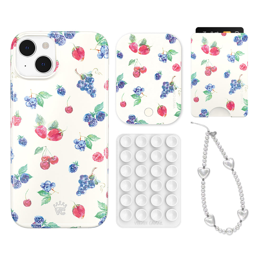 Berry Baby iPhone Bundle Set - Stylish Wallet Case for iPhone 13/14/15 Pro Max - Perfect for Everyday Use, Travel & Shopping