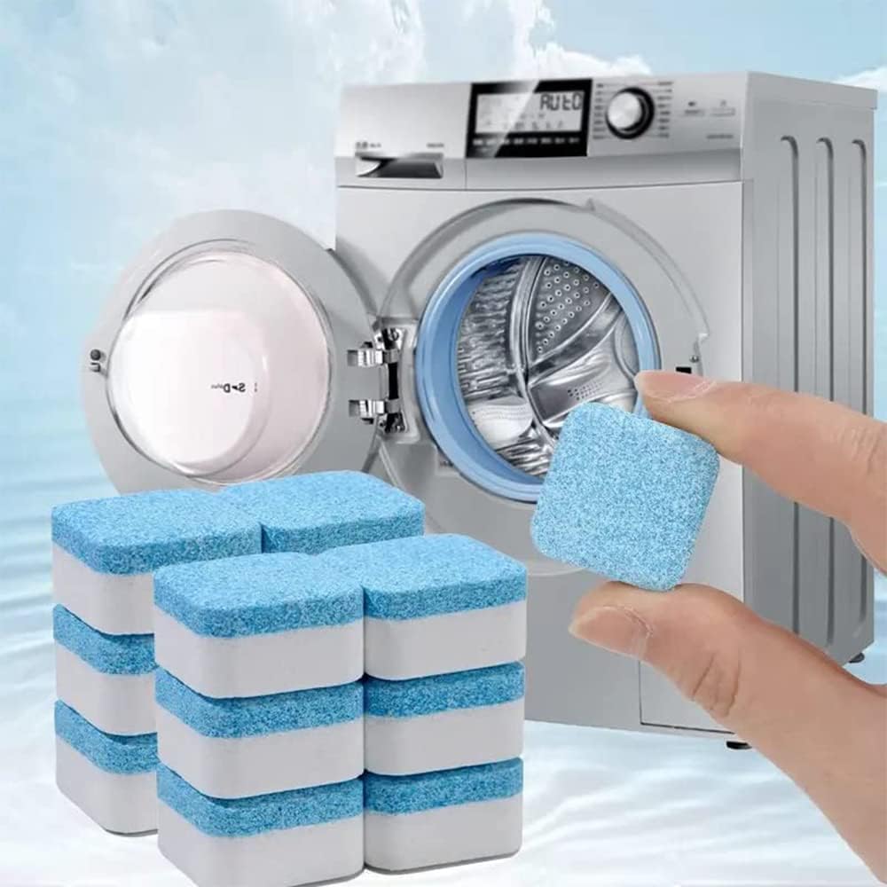 DOEASY Washing Machine Cleaner Tablets - 12 Pack | Deep Cleaning Descaler Powder for Top Load & Front Load Washers | Removes Stains from Drum & Tub | Perfect for Fully Automatic Machines | Use Monthly for Fresh, Odor-Free Laundry