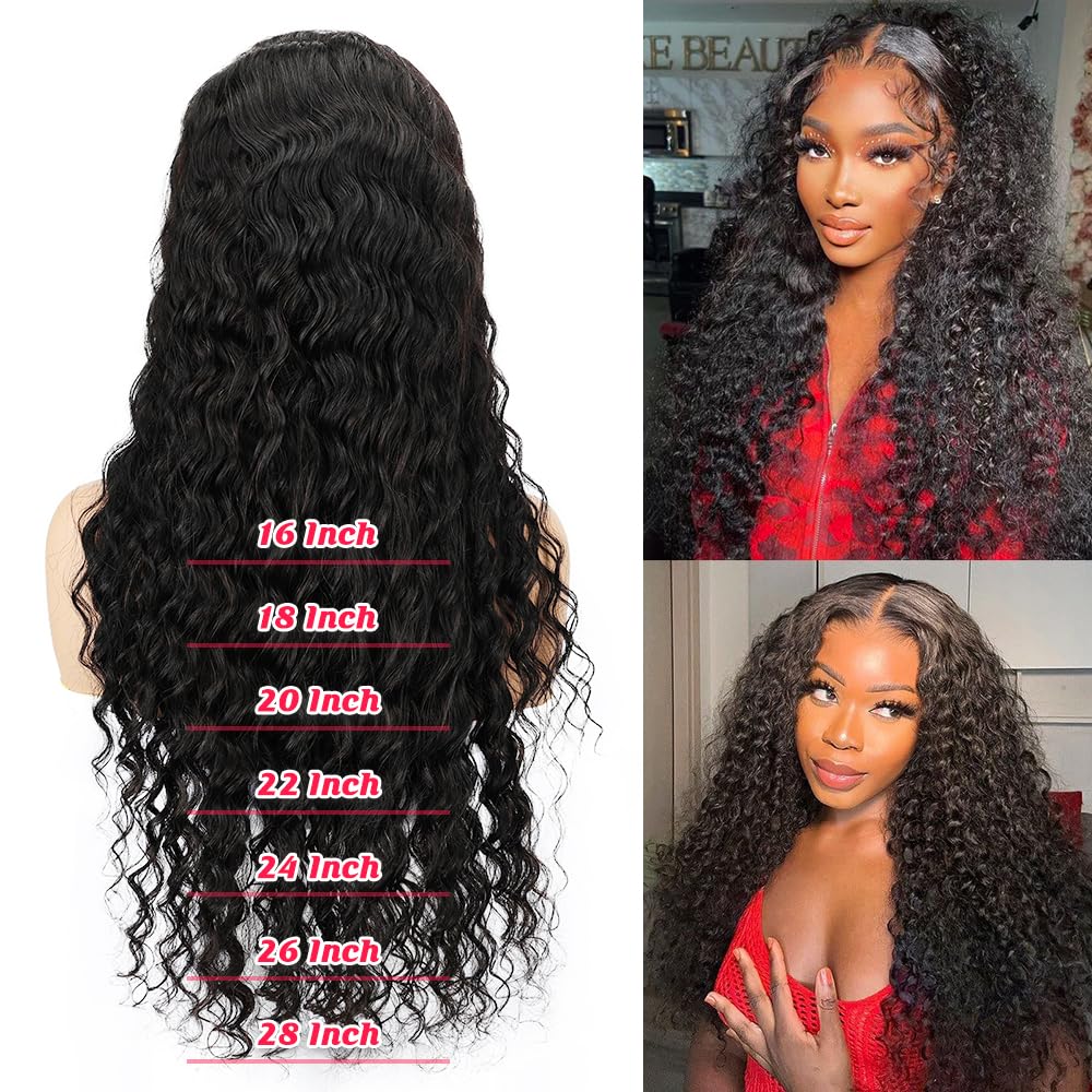 Deep Wave Lace Front Wigs Human Hair 4x4 HD Transparent Lace Closure - Glueless 180% Density Pre Plucked with Baby Hair for Black Women (26 Inch) - Perfect for Daily Wear, Special Occasions & Protective Styling