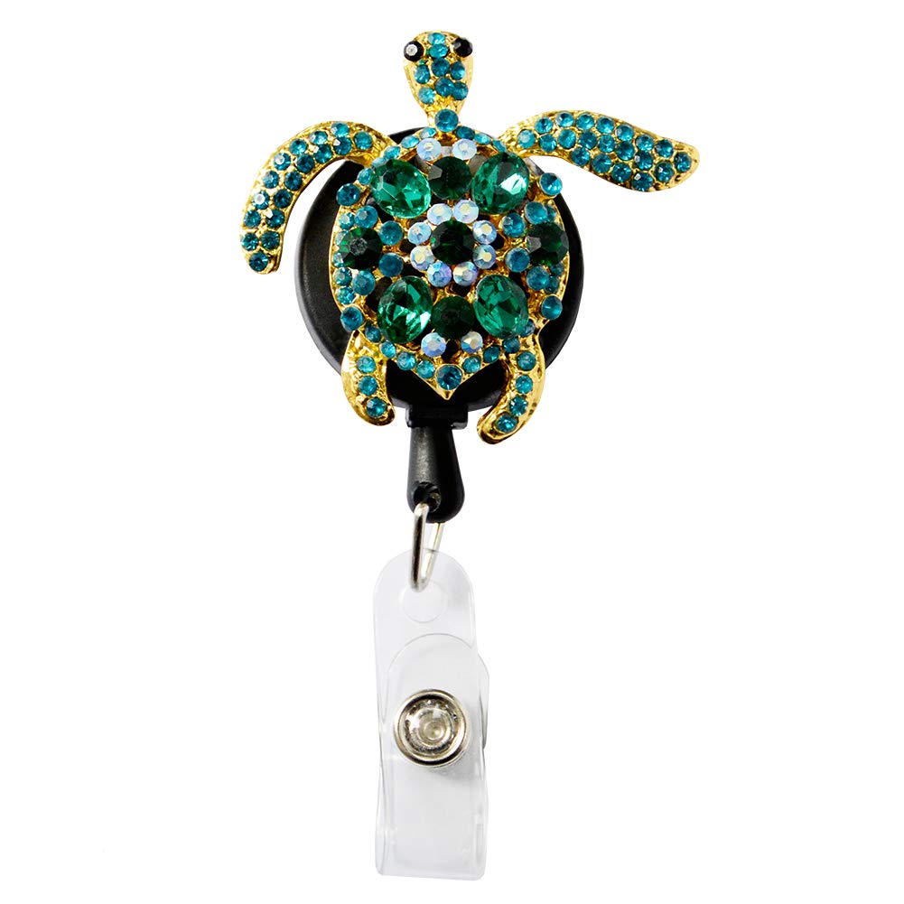 Retractable ID Badge Holder for Nurses - Turtle Design Badge Reel with Secure Clip (Turquoise Blue) | Perfect for Healthcare Workers, Teachers & Office Professionals