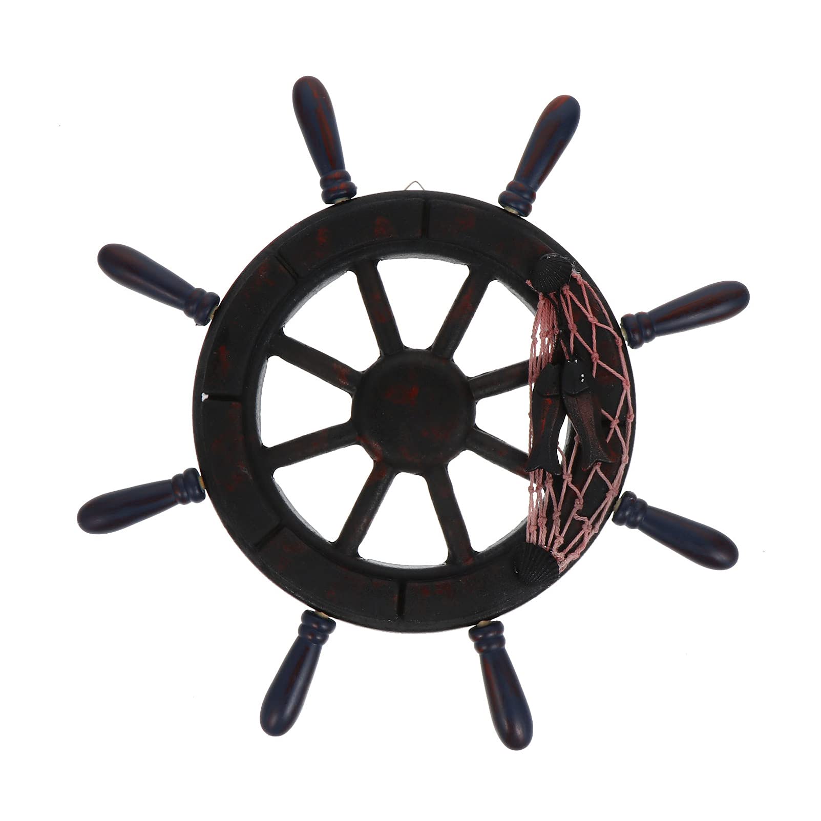 Vintage Nautical Wooden Sailboat Steering Wheel Wall Decor - Coastal Beach Themed Pirate Bathroom & Home Accessories for Seaside, Coastal, and Nautical Interior Design - Perfect for Beach House, Bathroom, Living Room, and Office Decor