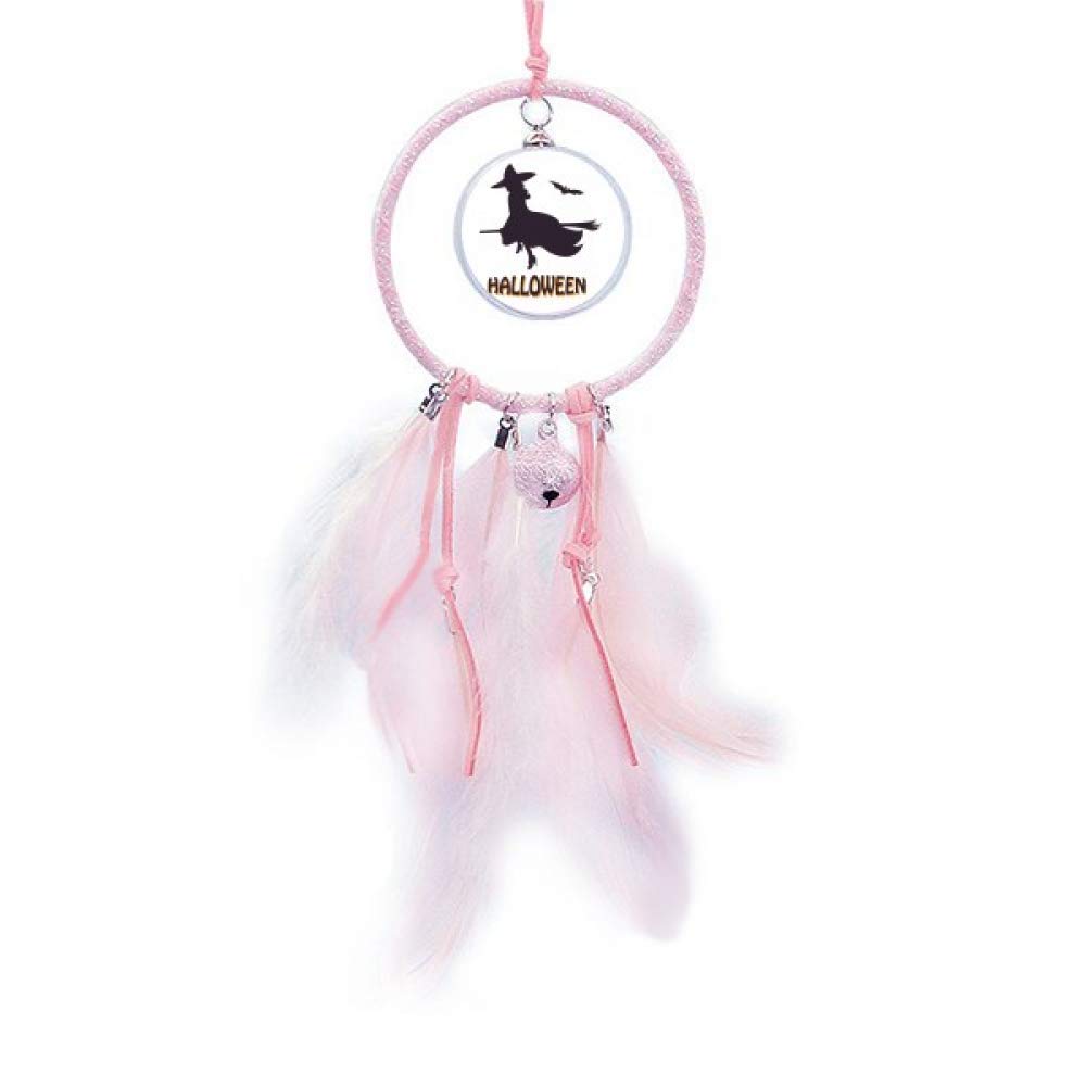 YaoX Halloween Witches Broomstick Ride Bat Dream Catcher with Small Bells - Gothic Home Decor for Bedroom, Living Room & Halloween Party Decorations