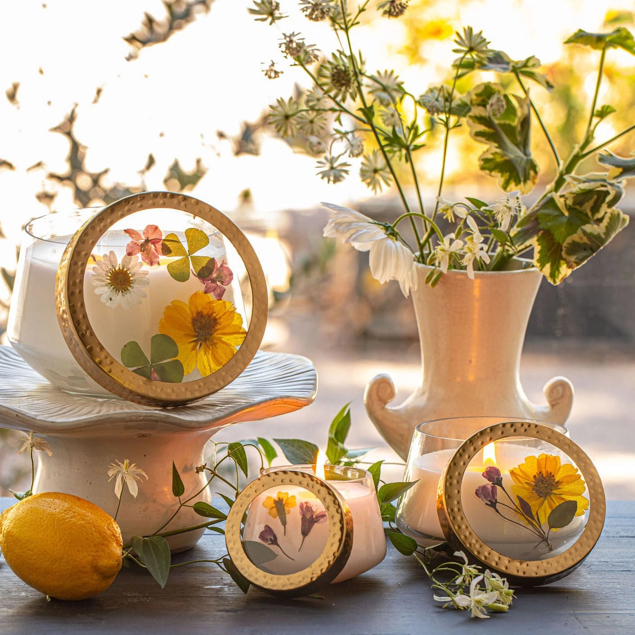 Medium Botanical Candle Jar - Lemon Blossom & Lychee Scent | Handmade Soy Wax Candle for Home Decor, Relaxation & Aromatherapy | Perfect for Living Room, Bedroom & Spa