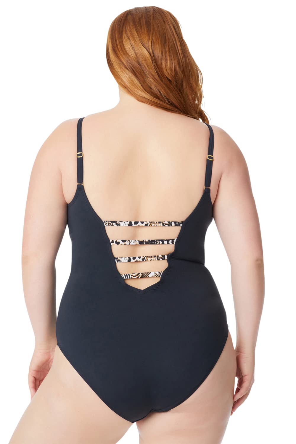 Bleu Rod Beattie Women's Plus Size R22207X Ring Me Up Plunge One Piece Swimsuit - Black & Rose Red - Sizes 16W, 18W, 22W | Sexy Swimwear for Beach, Pool & Vacation