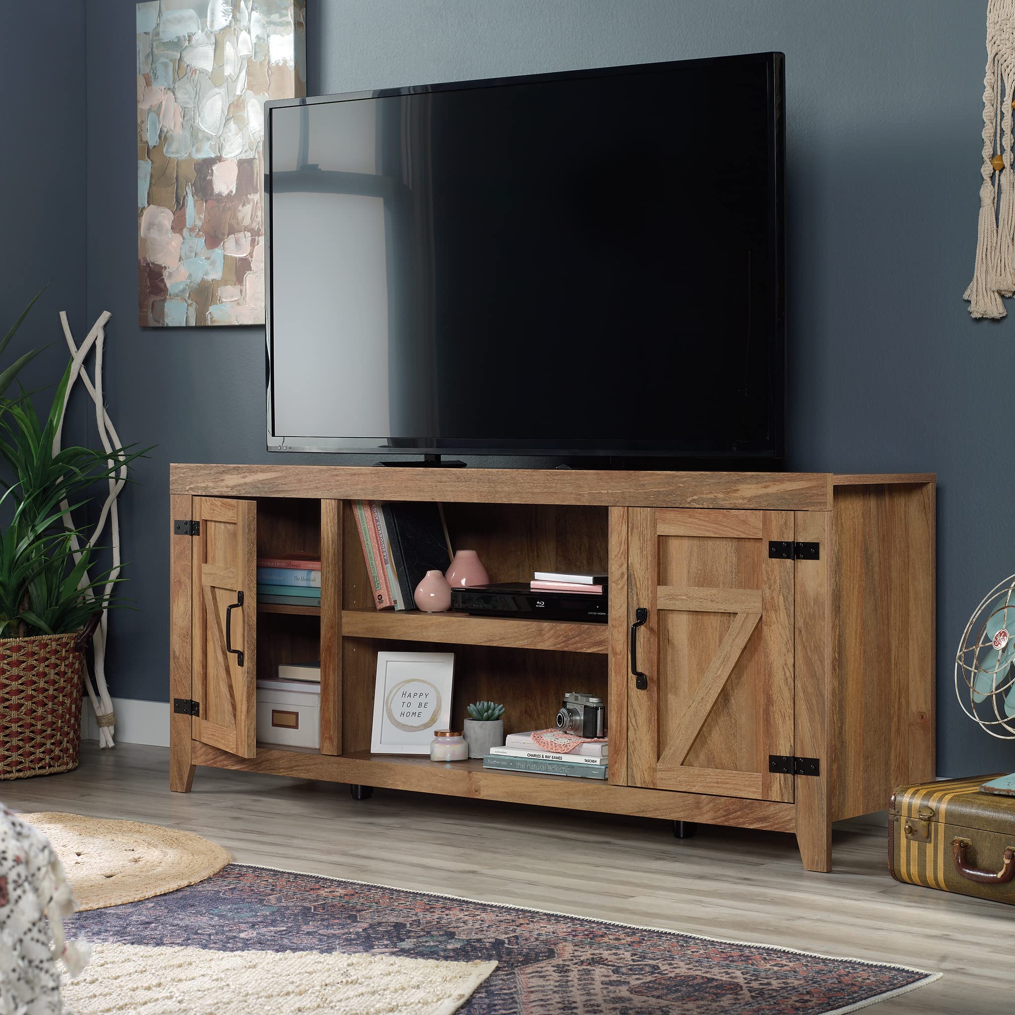 Sauder Entertainment Credenza TV Stand with Storage - Sindoori Mango Finish for Living Room, Bedroom & Home Theater