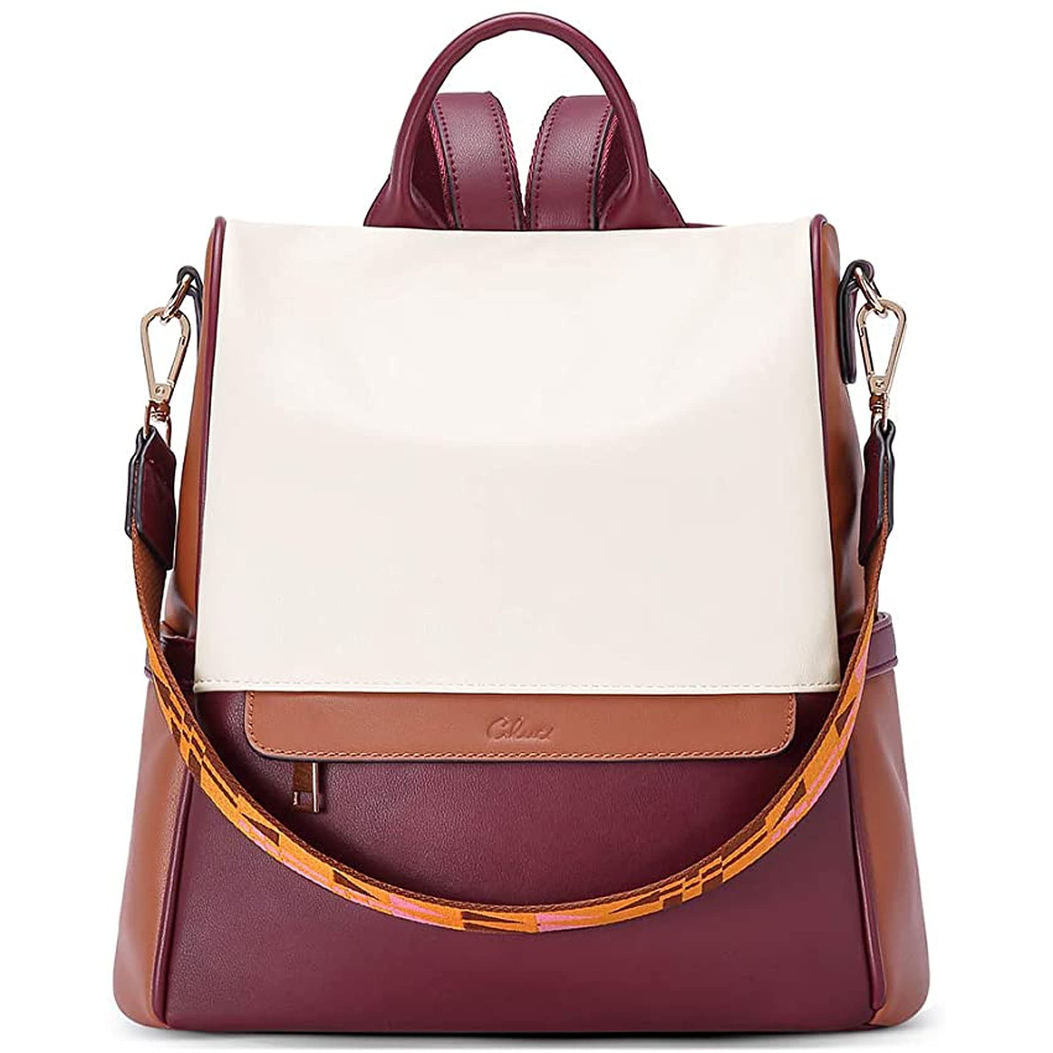 Premium Genuine Leather Backpack for Women - Adjustable Shoulder Straps, Stylish Red Handbag - Perfect for Work, Travel & College Campus
