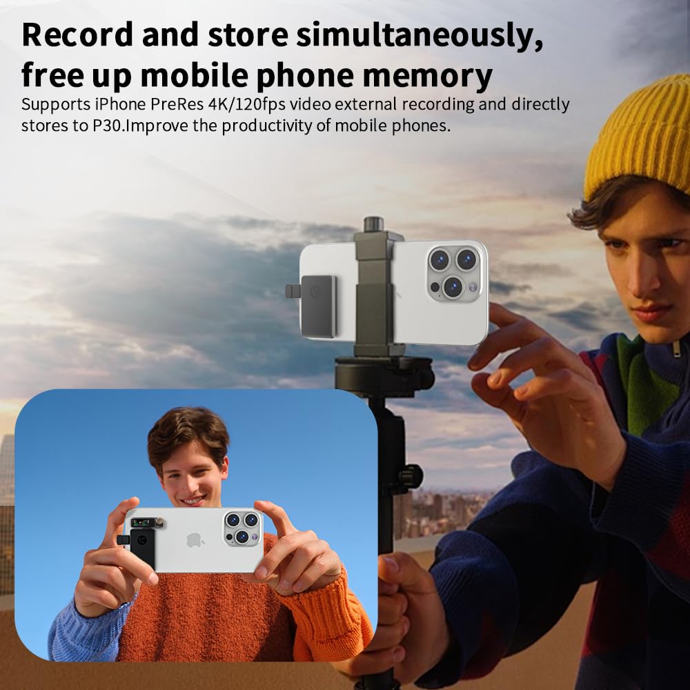 P30 3-in-1 Charging & Recording External SSD 1TB/2TB - 2000MB/s Ultra Speed Portable Solid State Drive for PC, Mac, Android & Camera - USB-C/USB 3.0 Compatible - Perfect for Video Editing, Gaming & Data Backup