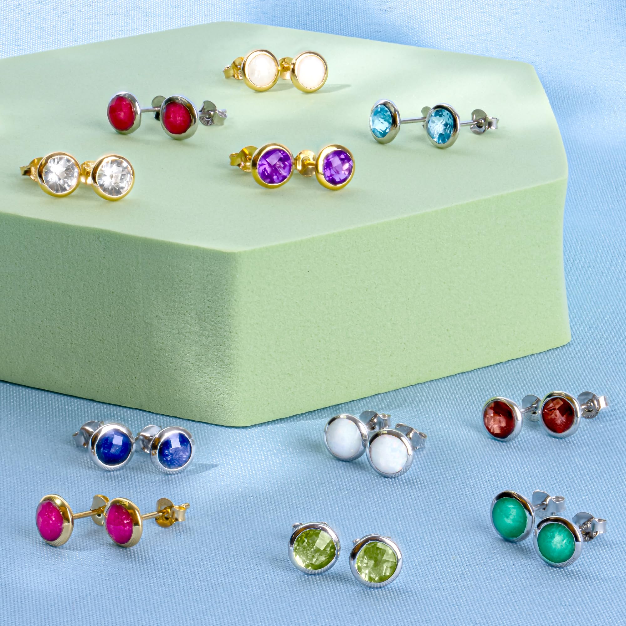 6mm October Birthstone Stud Earrings for Women - 925 Sterling Silver Round Fire White Opal Jewelry, Hypoallergenic Push Back Bezel Setting | Perfect Gift for Birthdays, Anniversaries & Special Occasions