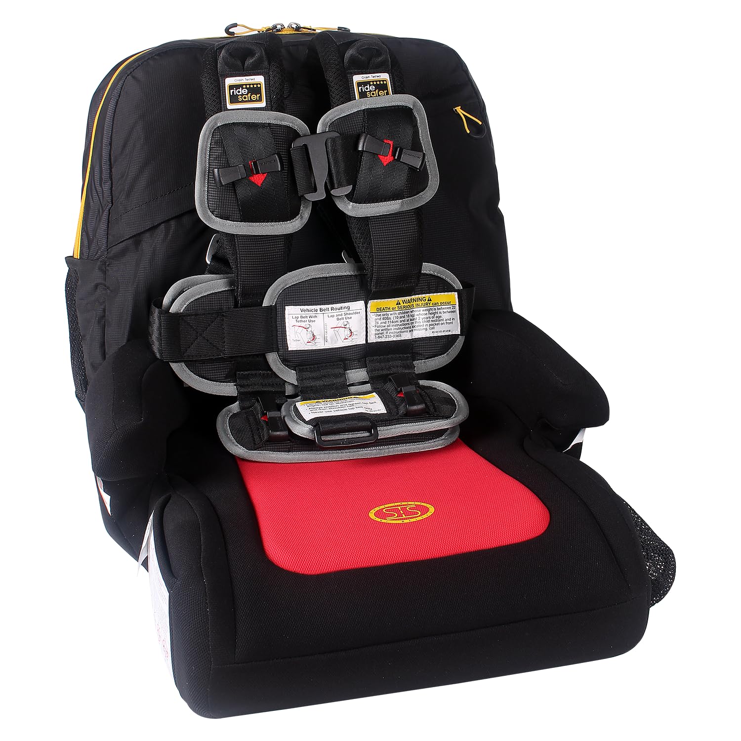 Extra Small Black RideSafer Travel Vest & TravelSmarter Booster Seat Combo - Lightweight, Compact, Portable Car Seat for Kids | Ideal for Travel, School, and Everyday Child Safety