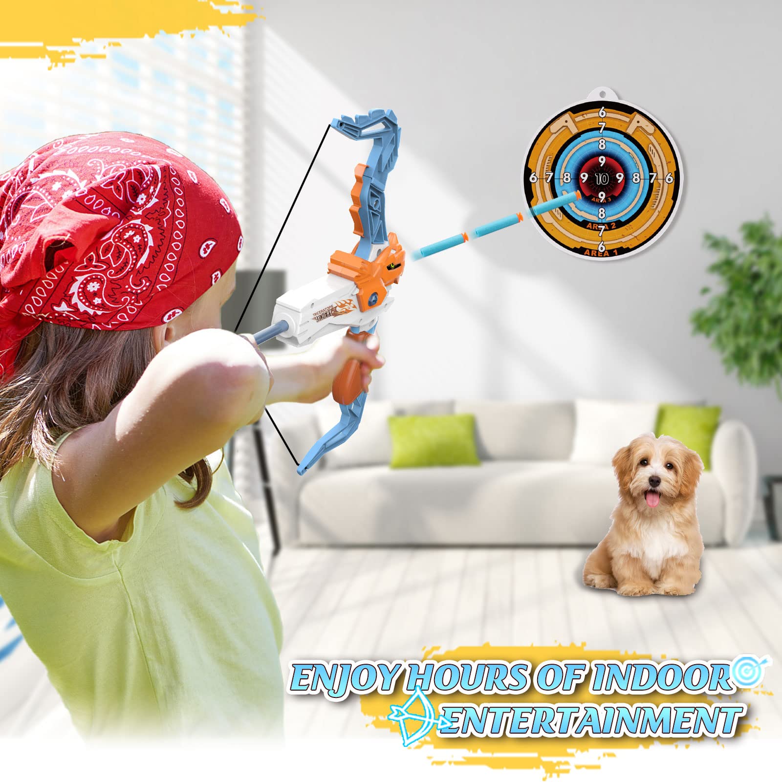 Kids Archery Set with Bow & 20 Suction Cup Arrows - Safe Outdoor Toy for Boys & Girls Ages 4-8 | Birthday Gifts, Backyard Games, Pretend Play & Outdoor Activities